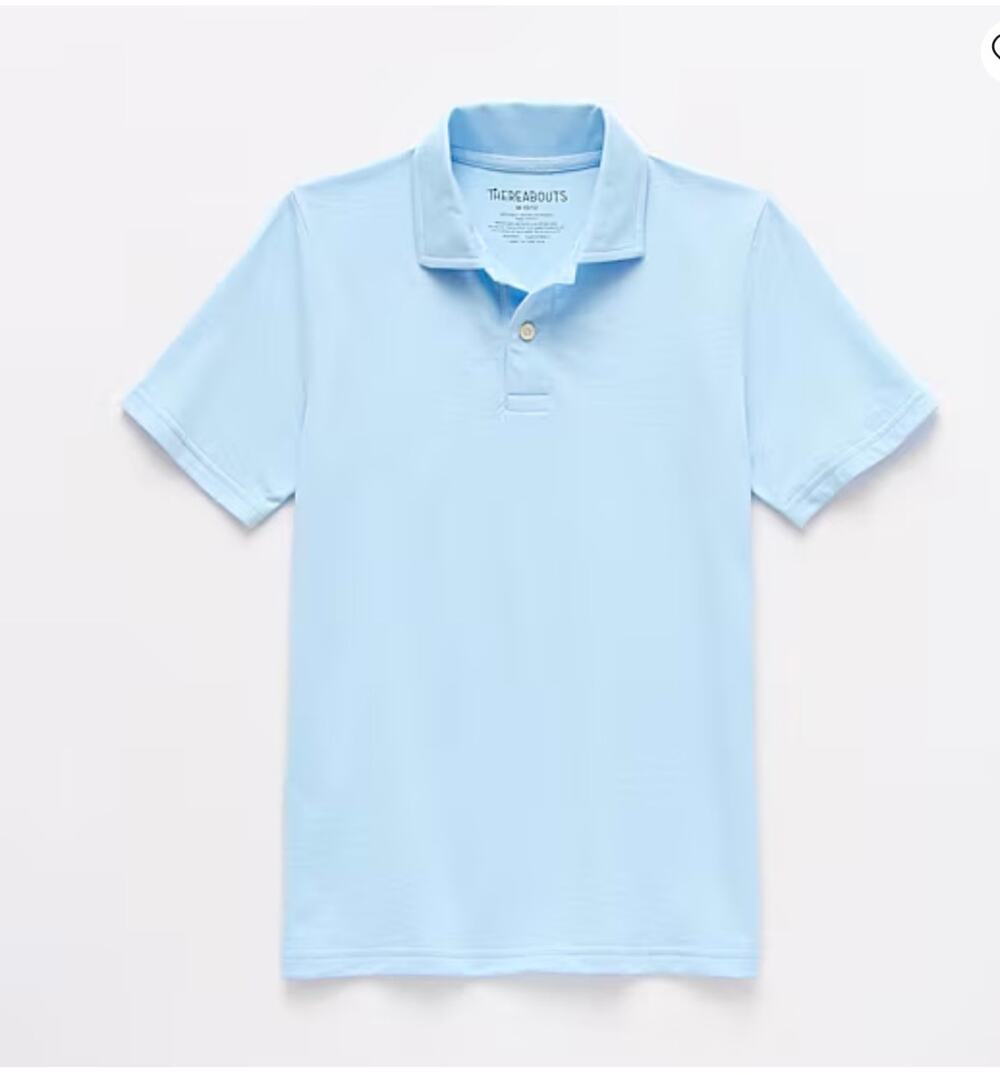 NEW! Thereabouts Kids Short Sleeve Regular Fit Polo Shirt Size L 14/16 Blue